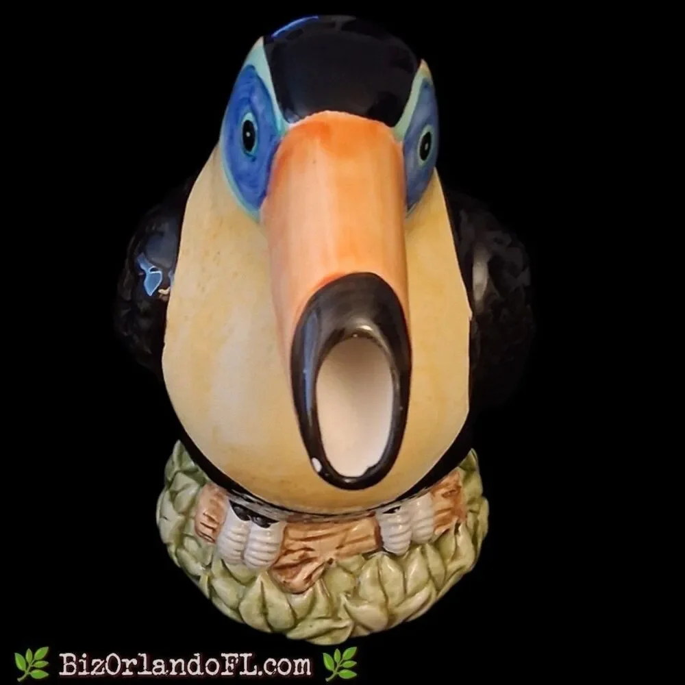 VINTAGE: 1980s Quon-Quon Ceramic Toucan Pitcher / Tropical Bar / Home Decor HTF